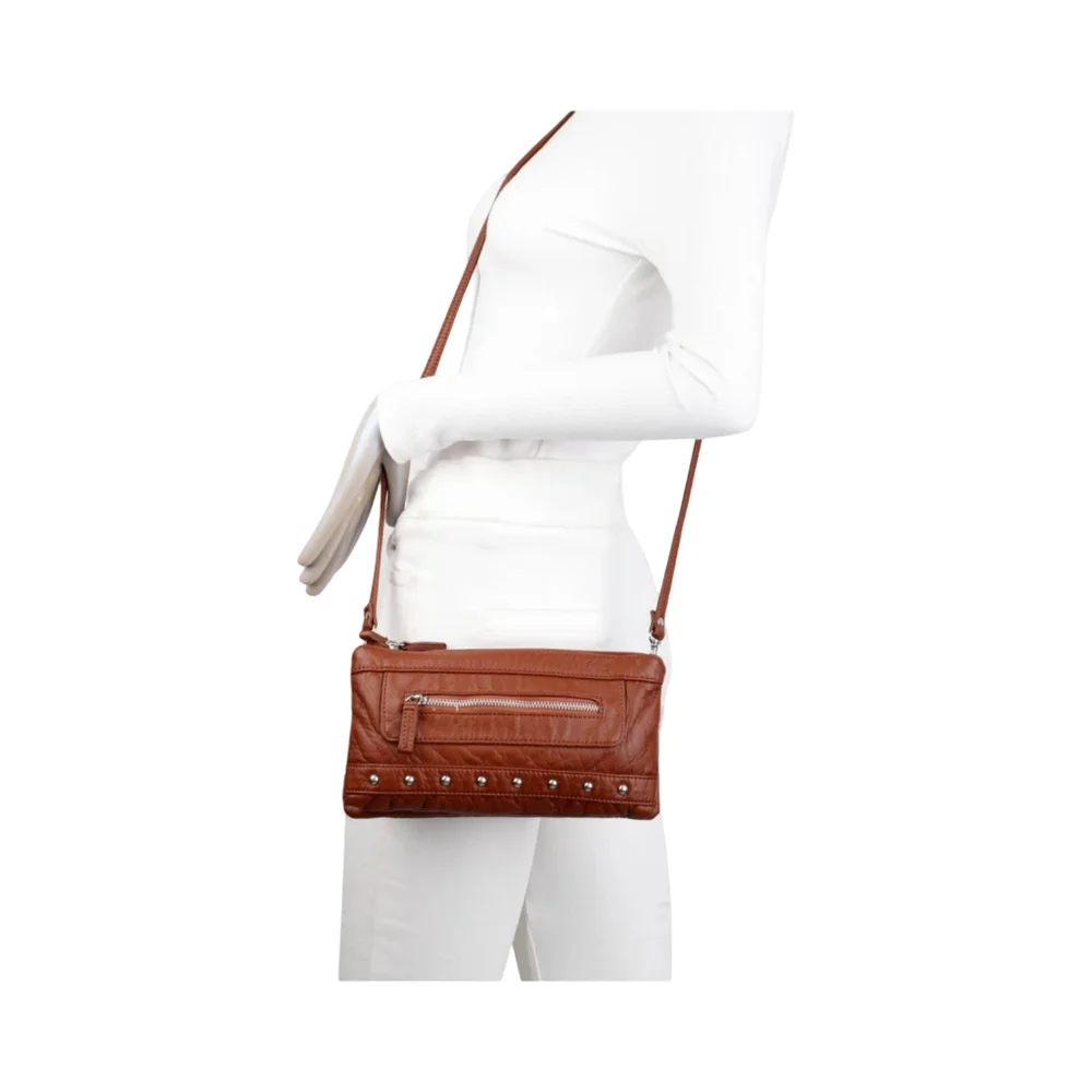 New Ampere Creations Vegan Leather Wristlet with dust bag in brown
